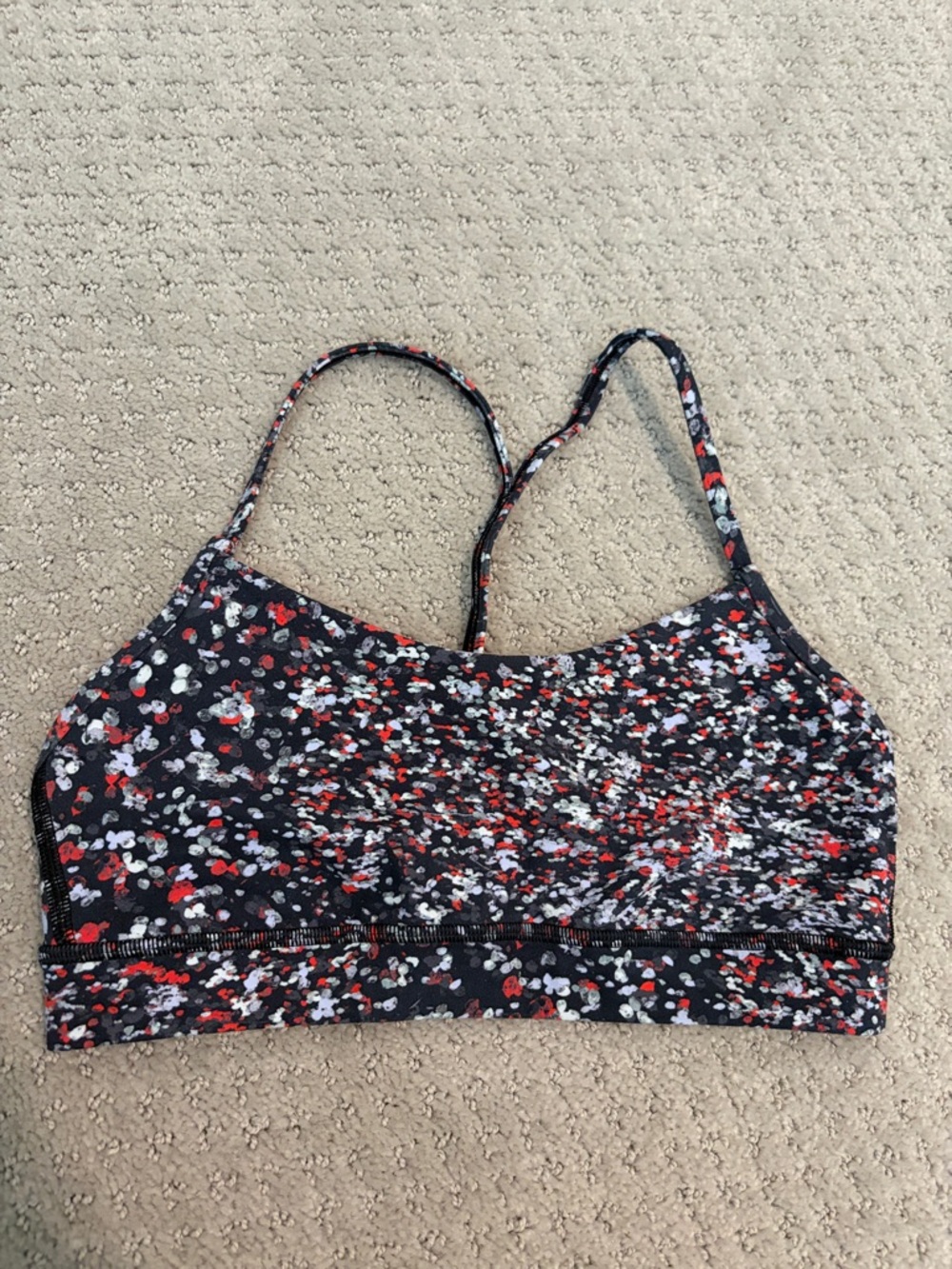 Women’s Black Floral Print Bralette - Strappy Comfort